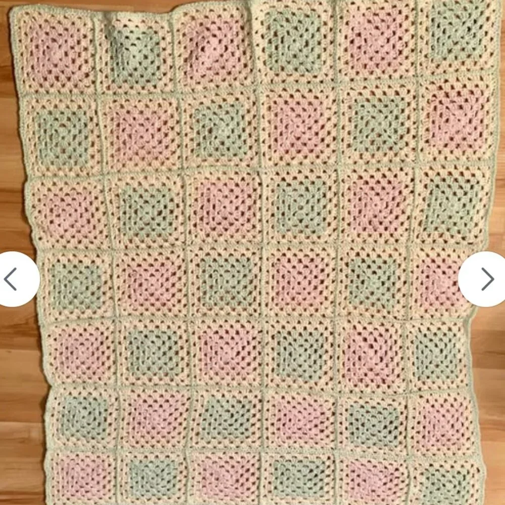 Granny Square Crochet Cottagecore Fairy Coquette Blanket Throw Afgan 48